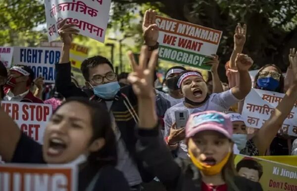 Protesters in Myanmar demand democracy