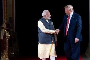Modi and Trump meet with handshake