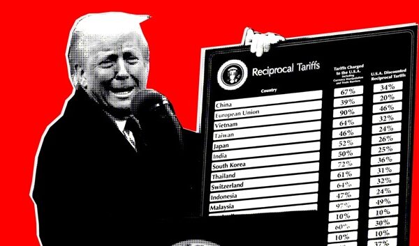 Trump holds up list of tariffs