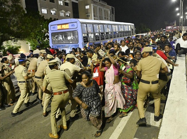 Chennai Sanitation workers on strike attacked by the police