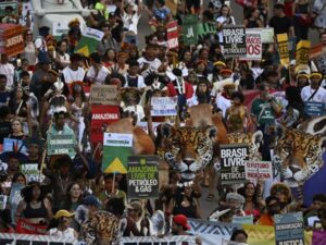 Indigenous protesters in Brazil