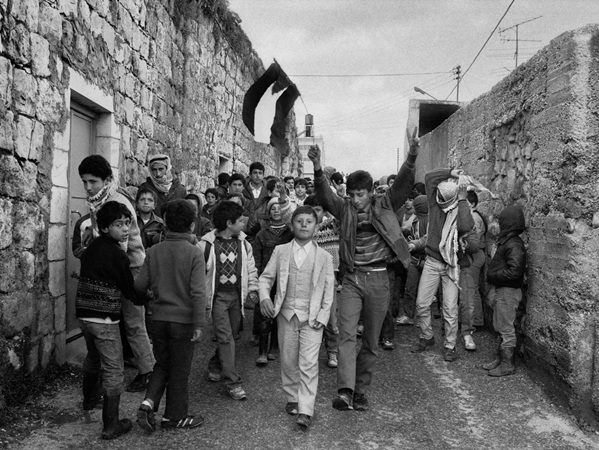 School students in Gaza on demonstration - February 1988