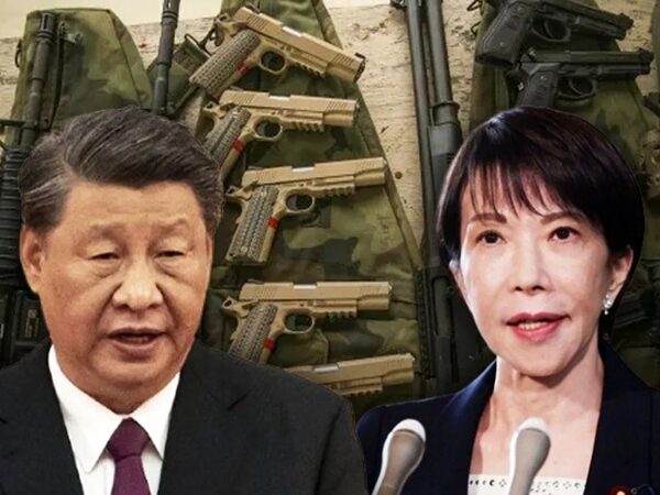 Xi Jinping and Sanae Takaichi face each other