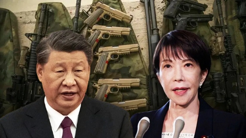 Xi Jinping and Sanae Takaichi face each other