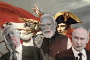 Trump, Modi and Putin with Napolean Bonaparte in the background