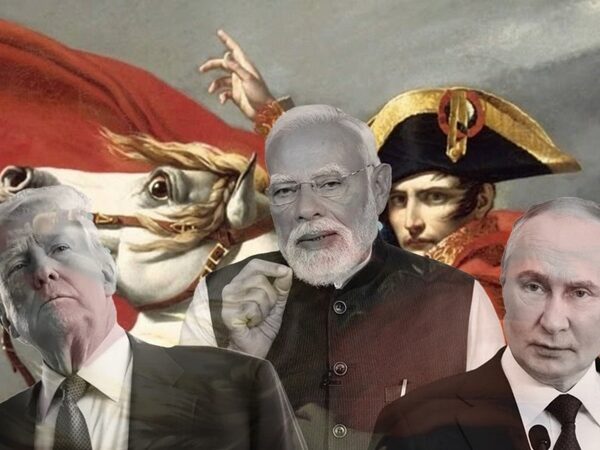 Trump, Modi and Putin with Napolean Bonaparte in the background