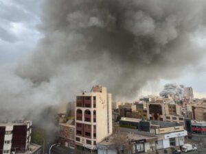 Building in Tehran burning
