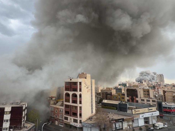 Building in Tehran burning