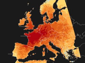 Map of horrific temperatures across Europe